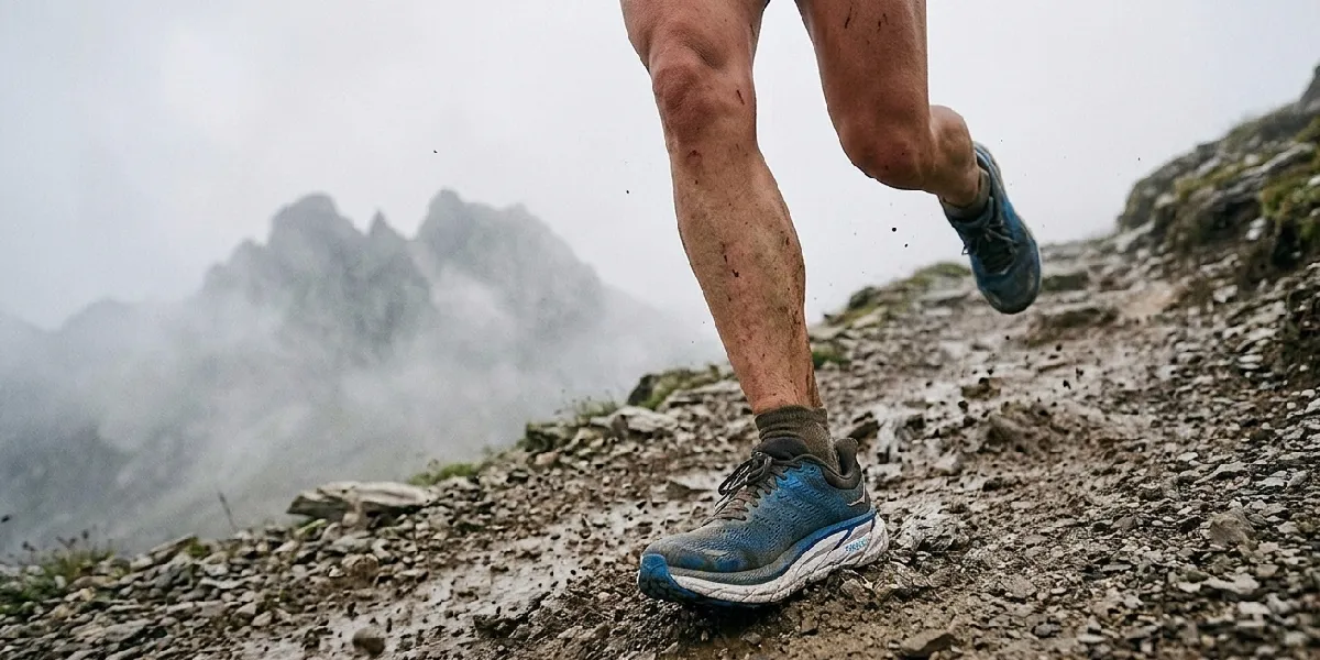 Chaussures de trail sur sentier