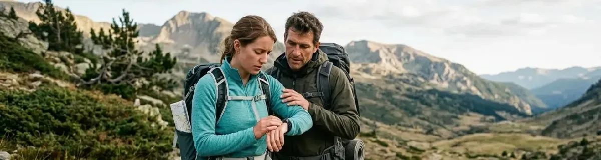 Couple de trekkeur s'orientant